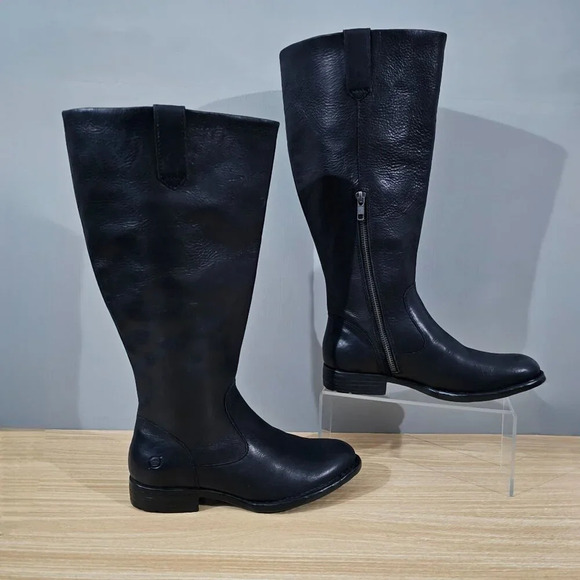 Born Shaunie Knee High Boot Womens 6 Extended Calf Black Leather Tall Fall NEW - Picture 3 of 13